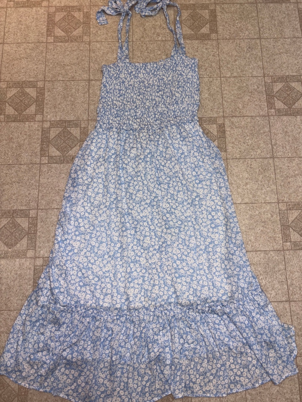 Lost + Wander Bluebelle Floral Smocked Midi Dress Womens Small CottageCore - Picture 2 of 11